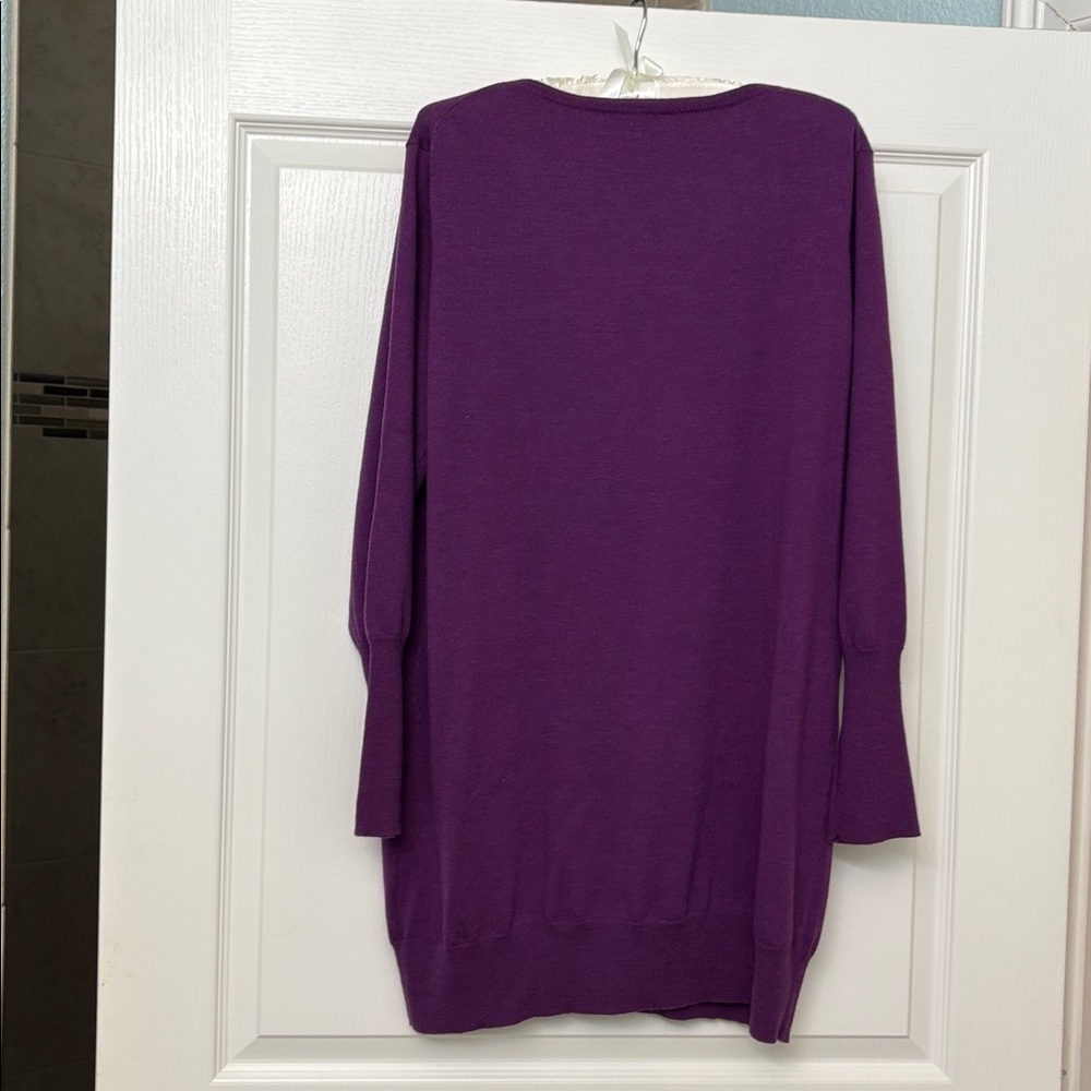 NWOT Eileen Fisher 100% Merino Wool Purple Sweater Tunic Size L
